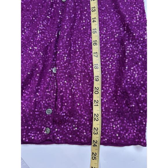 dkny cardigan cashmere And Silk Fully Sequined Size Large Purple Color - Picture 8 of 11